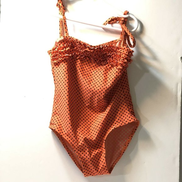 Little Star Girls size 8 Swimsuit Orange & black - Picture 10 of 11